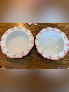 Shabby Chic Pink Bow Melamine Bowls - Set of 2